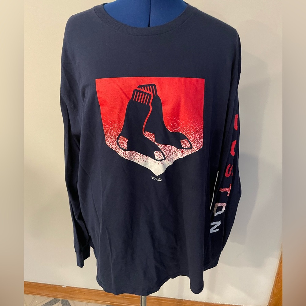 Navy Long Sleeve Shirt with Red Graphic